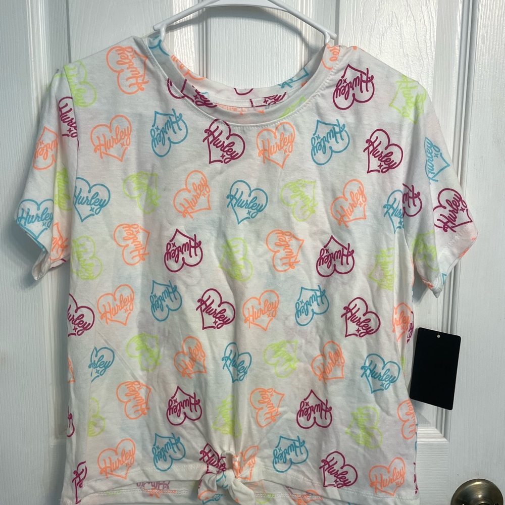 Hurley Kids' White Tee with Colorful Logo Print